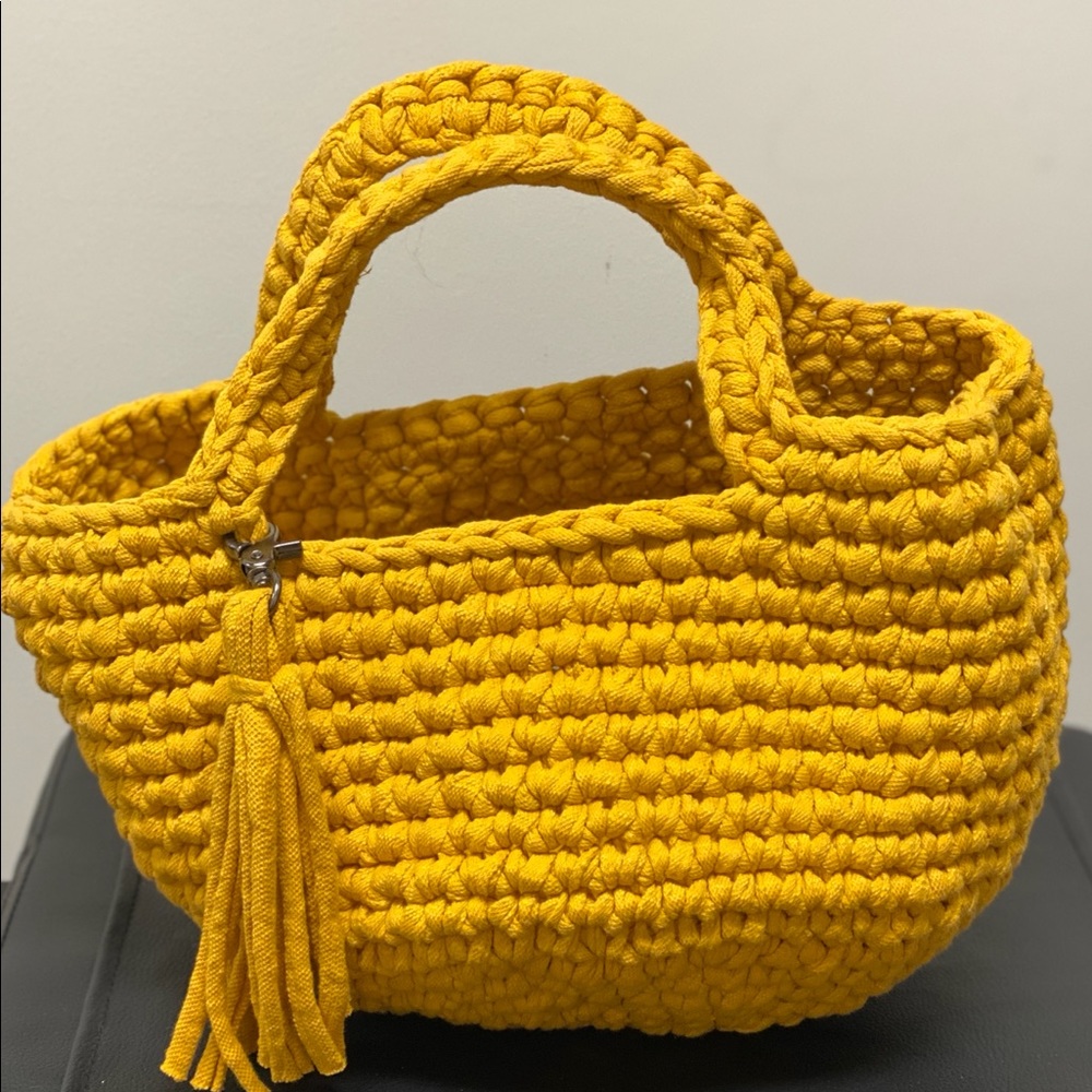 Yellow knitted bags